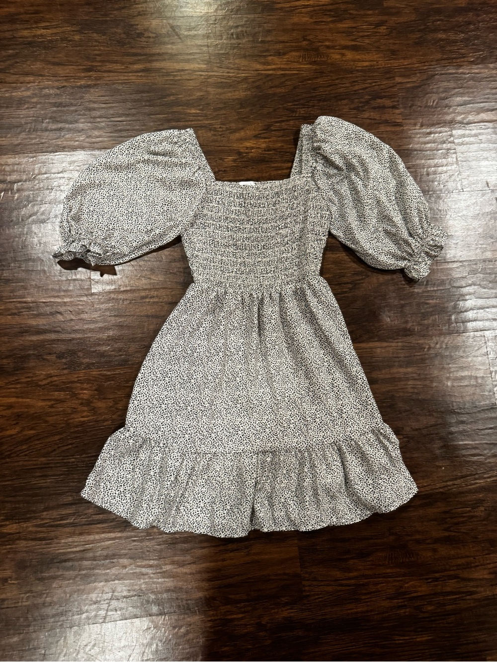 Sienna Sky XS Animal Print Smocked Puff Sleeve Mini Dress